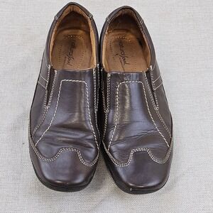 Natural Soul by Naturalizer Women's Slip On Loafer Shoes Brown Leather Size 7.5M